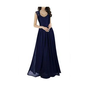 Miusol Women's Casual Deep- V Neck Sleeveless Vintage Wedding Maxi Dress